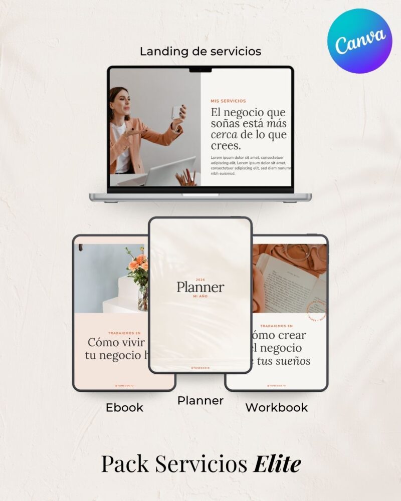 Pack Servicios - Elite (ebook + workbook + planner + landing)